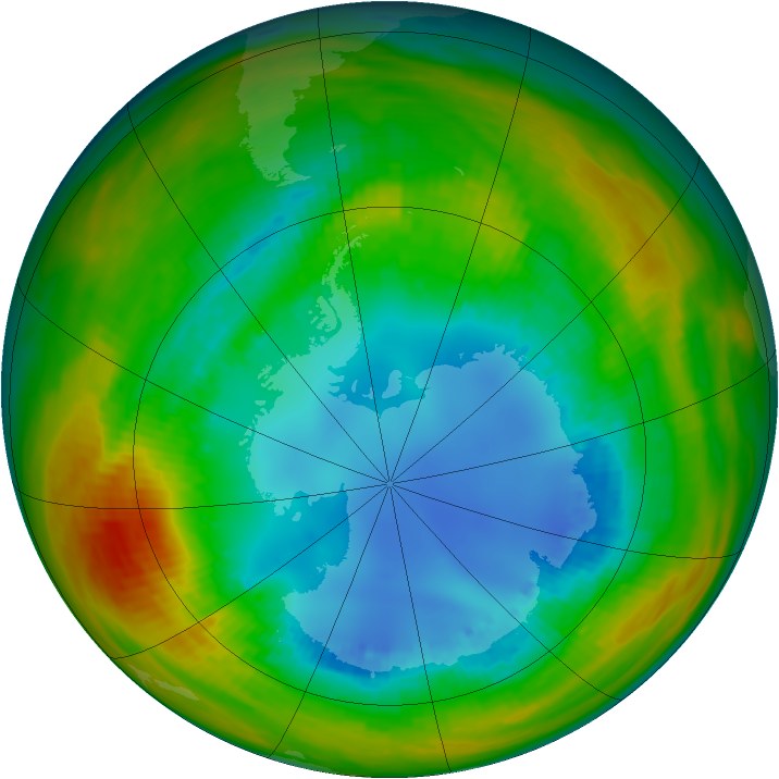 Antarctic ozone map for 14 August 1986
